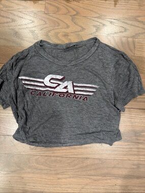 Fashion Nova Gray CA California Graphic Crop Top